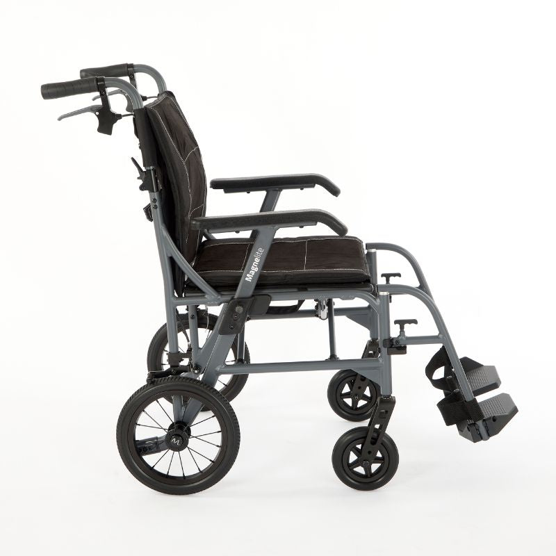 Magnelite Folding Wheelchair - Transit wheelchair Grey - Mobility Confidence