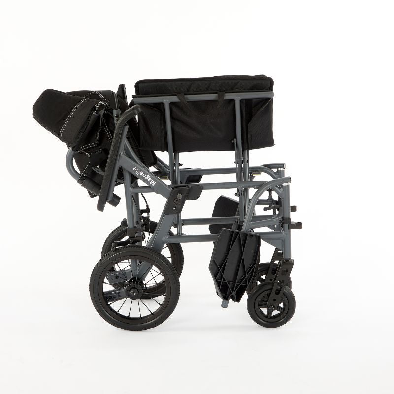 Magnelite Folding Wheelchair - Transit wheelchair Grey - Mobility Confidence