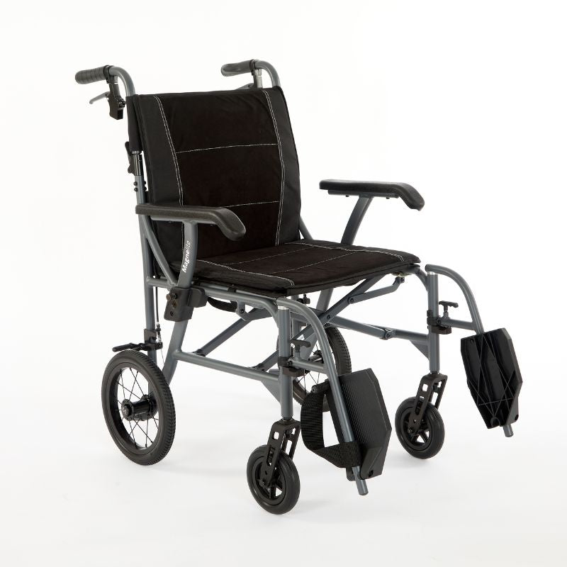 Magnelite Folding Wheelchair - Transit wheelchair Grey - Mobility Confidence