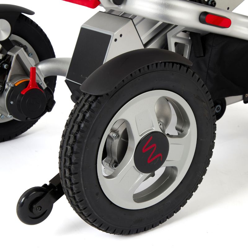 Aerolite Trekker Electric Wheelchair - Folding 4mph 18 miles range Silver - Mobility Confidence