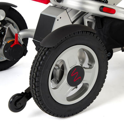 Aerolite Trekker Electric Wheelchair - Folding 4mph 18 miles range Silver - Mobility Confidence