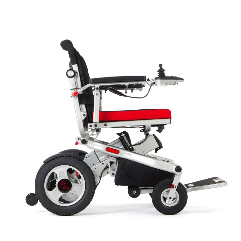Aerolite Trekker Electric Wheelchair - Folding 4mph 18 miles range Silver - Mobility Confidence