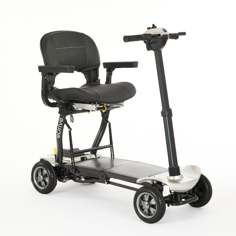 eDrive Mobility Scooter - Automatic folding 4mph 10 miles range Silver - Mobility Confidence