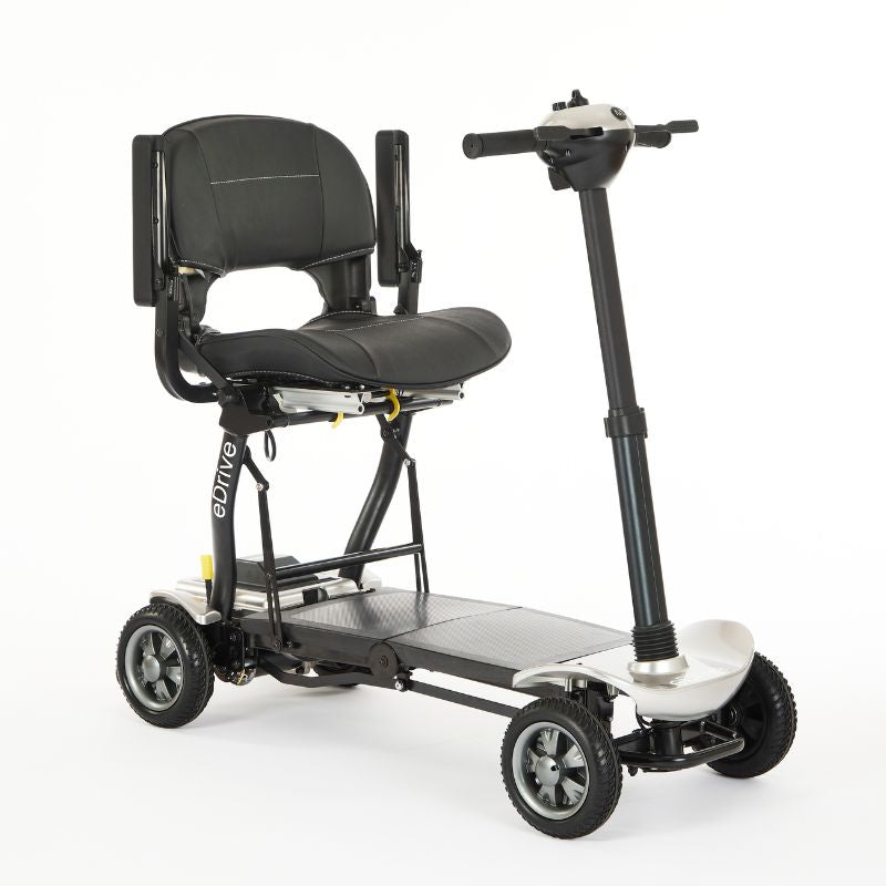 eDrive Mobility Scooter - Automatic folding 4mph 10 miles range Silver - Mobility Confidence